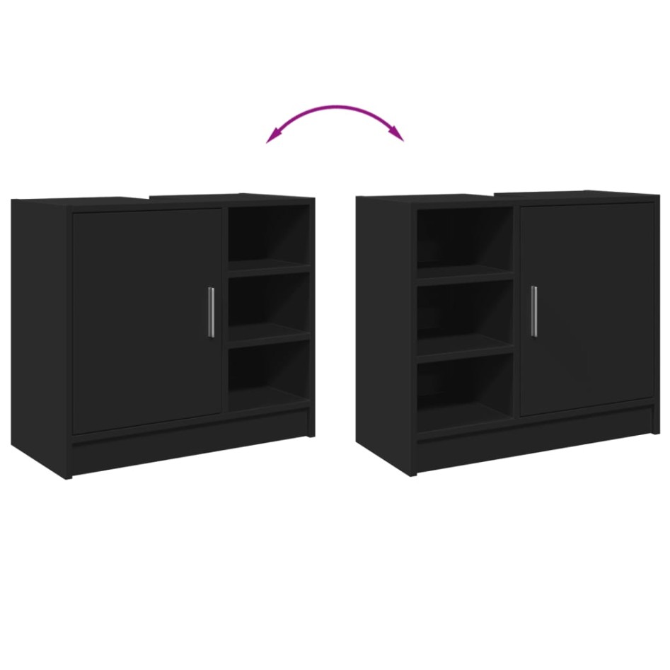 Armario para lavabo madera de ingeniería negro 63x29x55