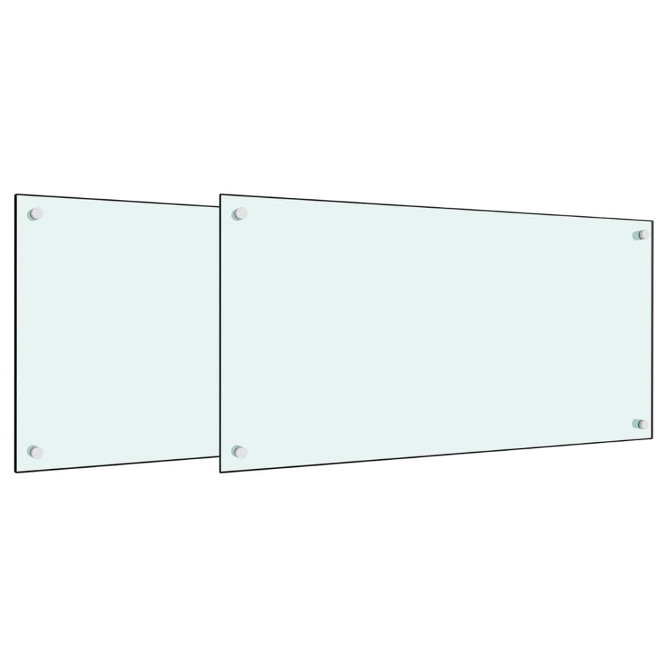 Salpicaderos de cocina 2 uds vidrio templado blanco 80x40