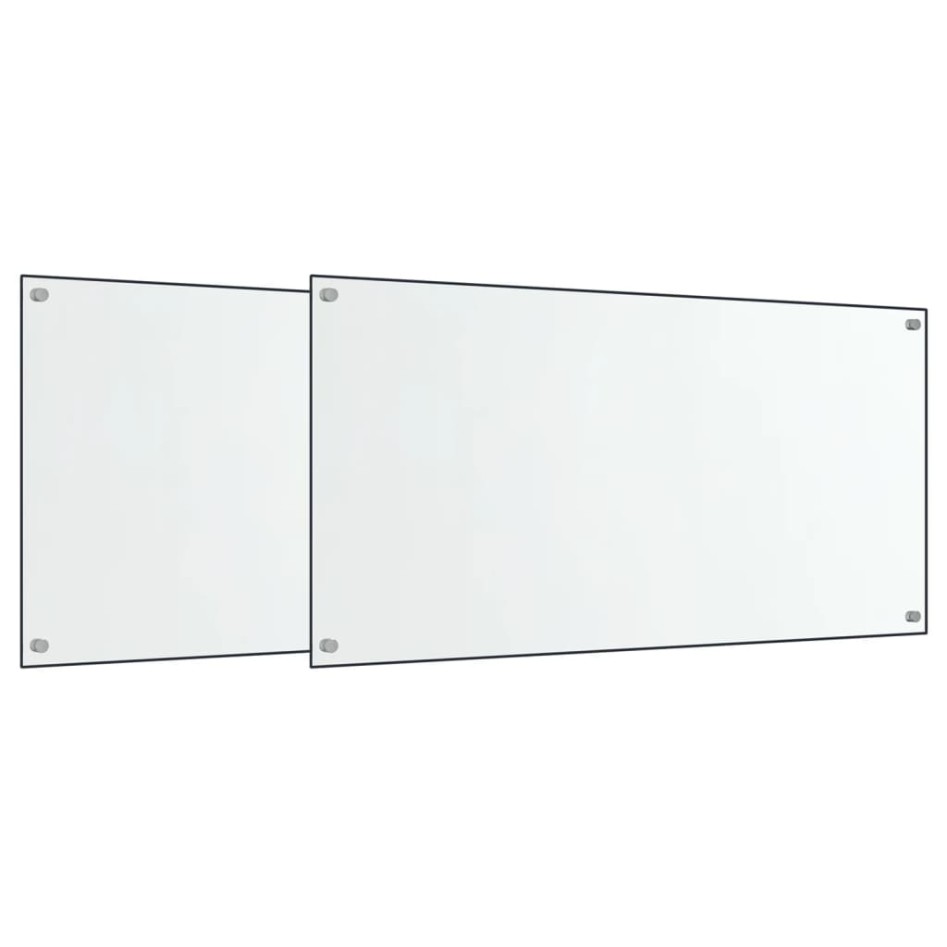 Salpicaderos cocina 2 uds vidrio templado transparente 80x40