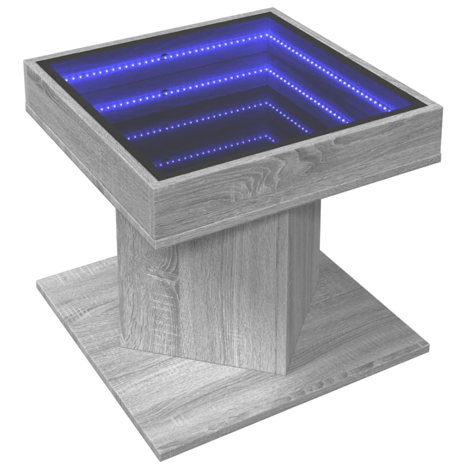 Mesa de centro y LED madera ingeniería gris Sonoma 50x50x45