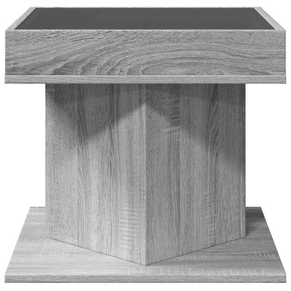 Mesa de centro y LED madera ingeniería gris Sonoma 50x50x45