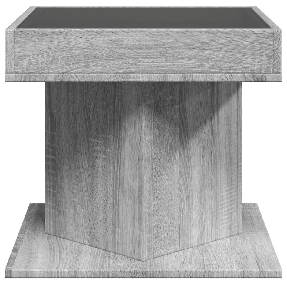 Mesa de centro y LED madera ingeniería gris Sonoma 50x50x45