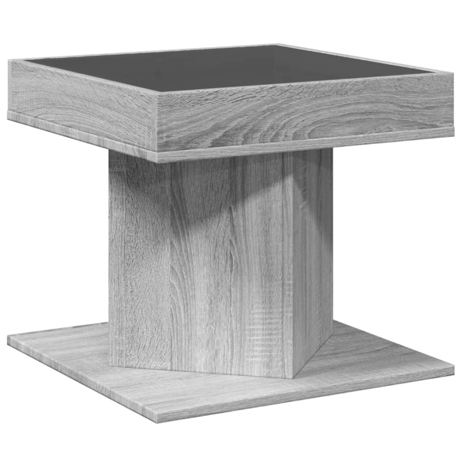 Mesa de centro y LED madera ingeniería gris Sonoma 50x50x45