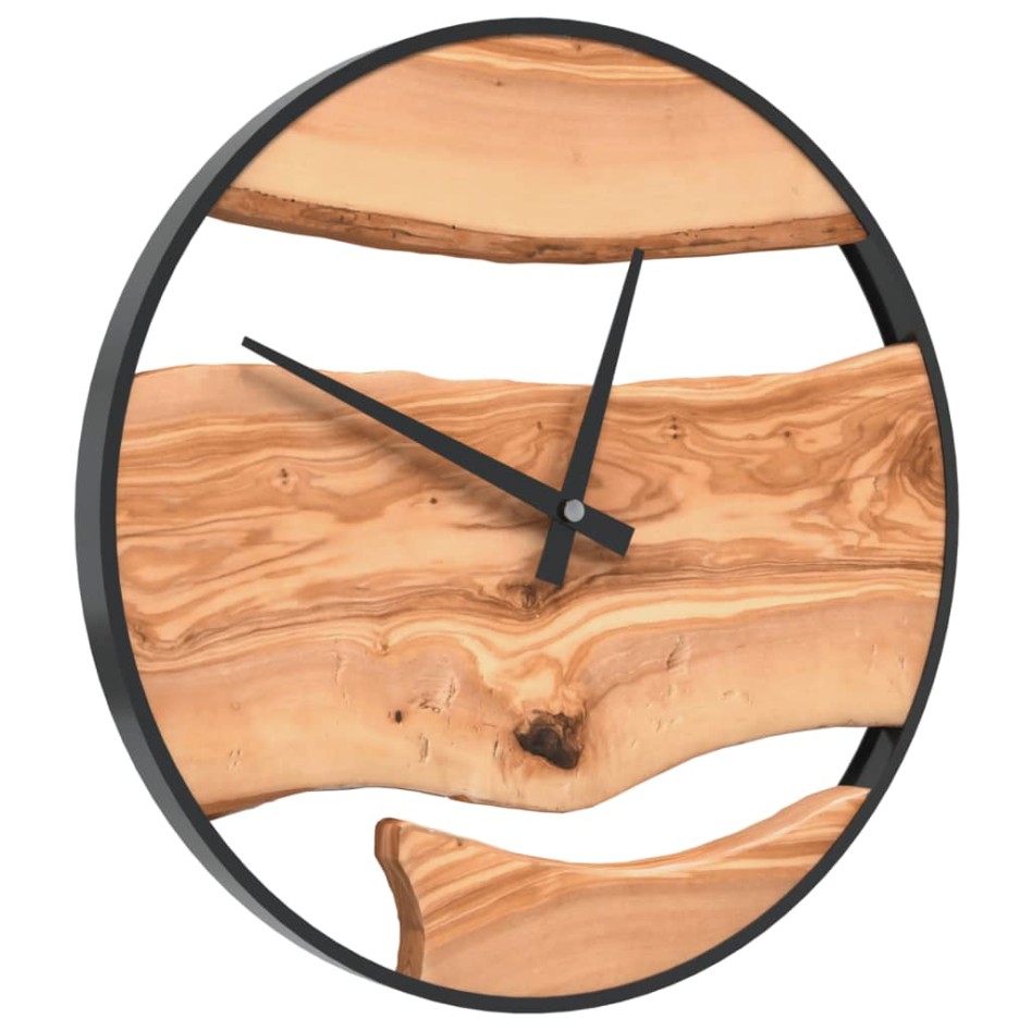 Reloj de pared hierro y madera de olivo marrón Ø35