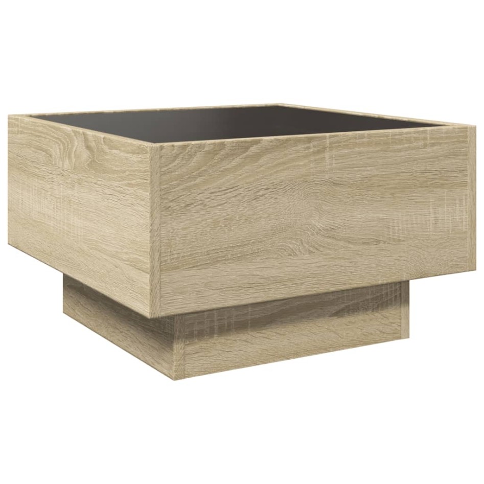 Mesa de centro y LED madera ingeniería roble Sonoma 50x50x30