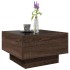 Mesa de centro y LED madera ingeniería marrón roble 50x50x30