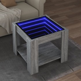 Mesa de centro y LED madera ingeniería gris Sonoma 53x53x45