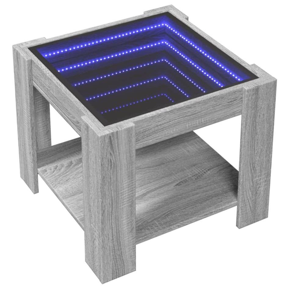 Mesa de centro y LED madera ingeniería gris Sonoma 53x53x45
