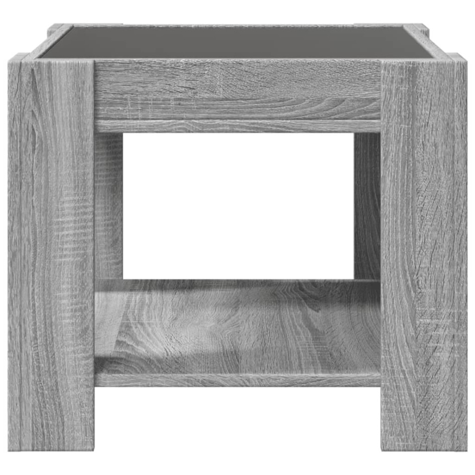 Mesa de centro y LED madera ingeniería gris Sonoma 53x53x45