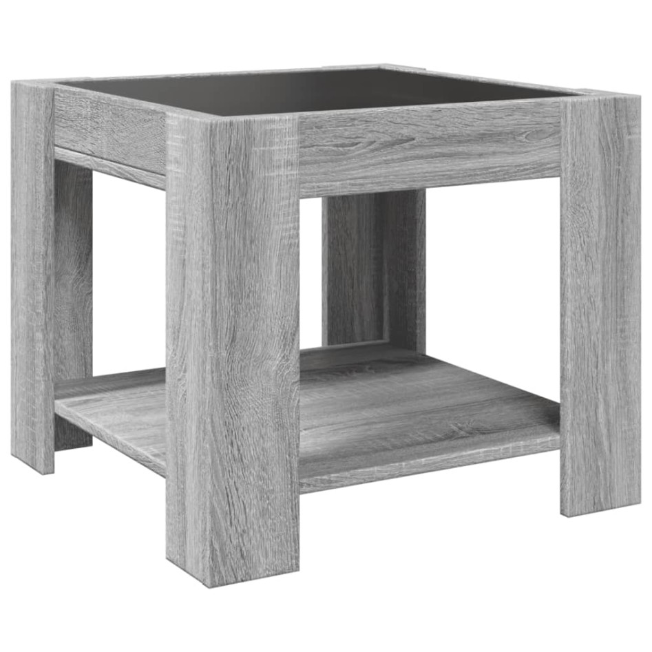 Mesa de centro y LED madera ingeniería gris Sonoma 53x53x45