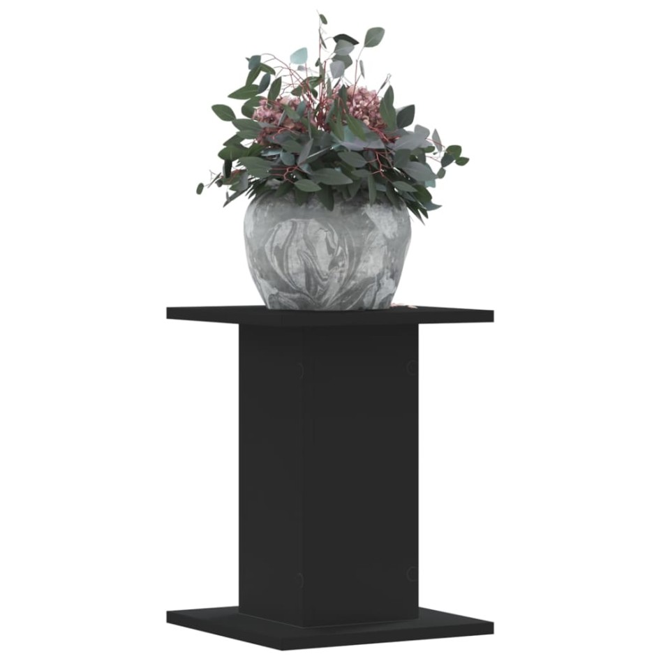 Soportes de plantas 2 uds madera ingeniería negro 30x30x40