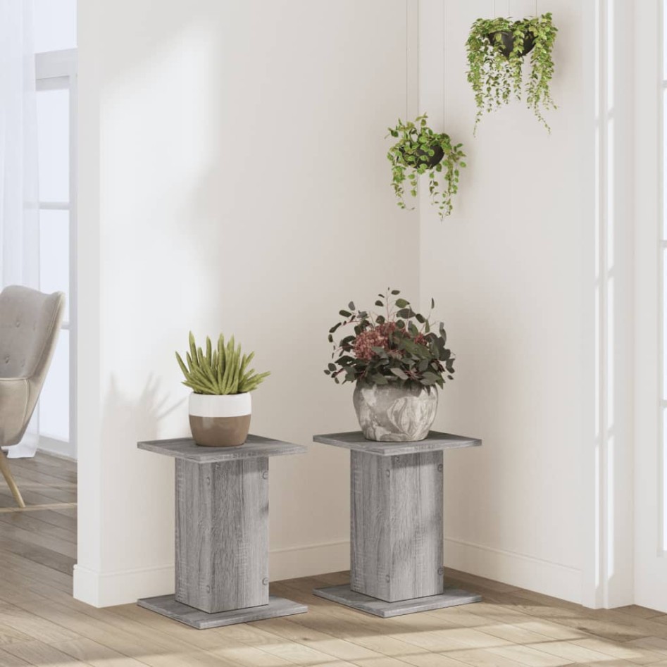 Soportes para plantas 2 uds madera gris Sonoma 30x30x40
