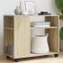 Mesa auxiliar con ruedas madera roble Sonoma 70x35x60