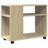 Mesa auxiliar con ruedas madera roble Sonoma 70x35x60