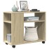 Mesa auxiliar con ruedas madera roble Sonoma 70x35x60