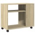 Mesa auxiliar con ruedas madera roble Sonoma 70x35x60