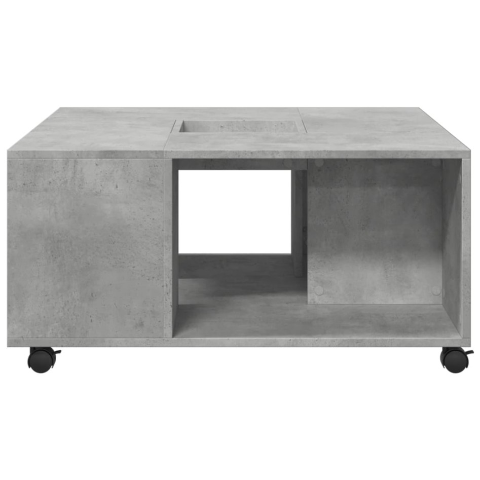 Mesa de centro madera de ingeniería gris hormigón 80x80x40