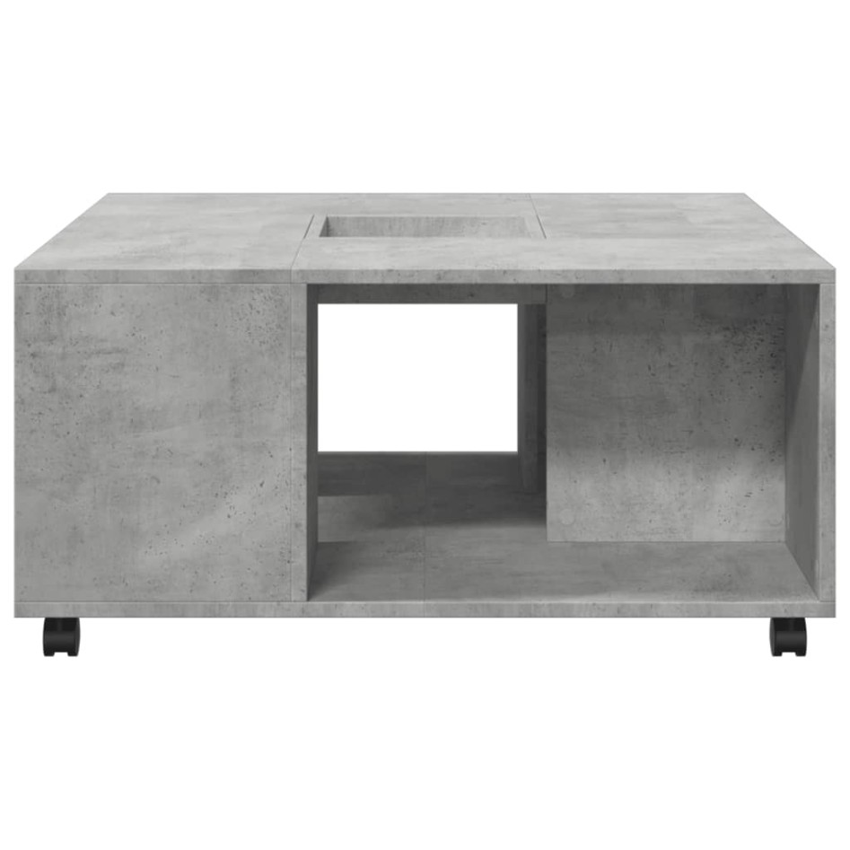 Mesa de centro madera de ingeniería gris hormigón 80x80x40