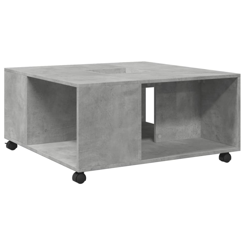 Mesa de centro madera de ingeniería gris hormigón 80x80x40