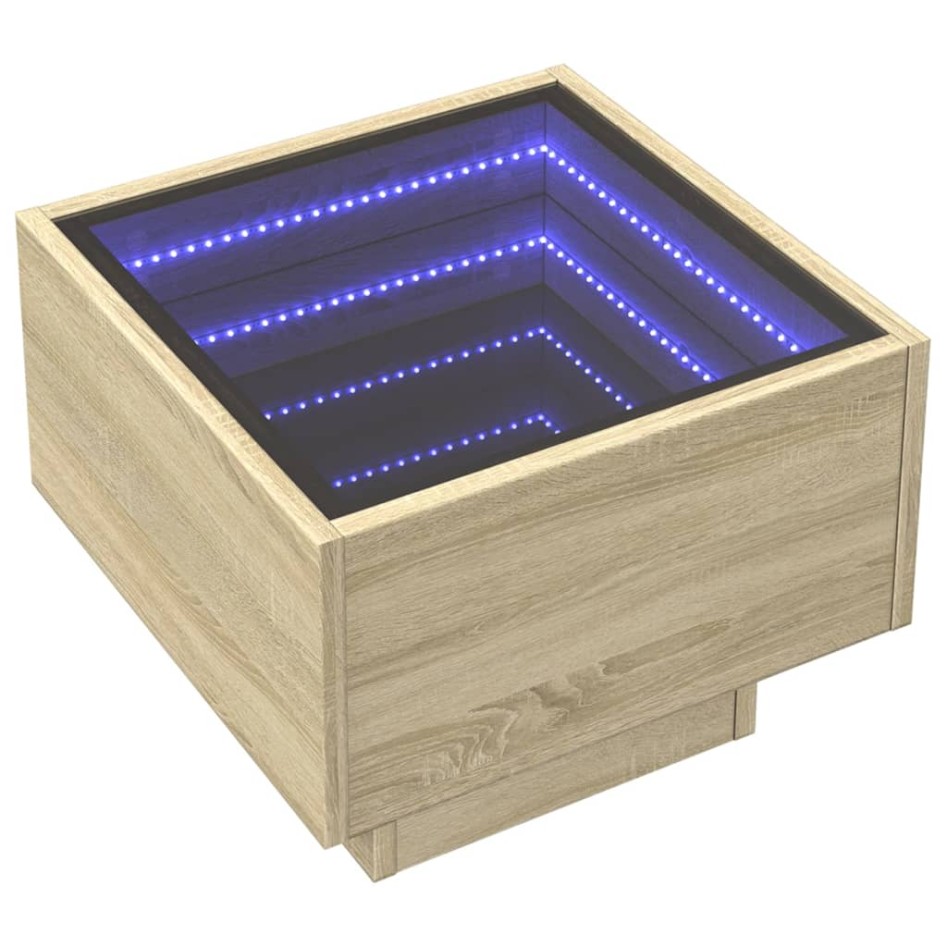 Mesita de noche con Infinity LED roble Sonoma 40x40x30