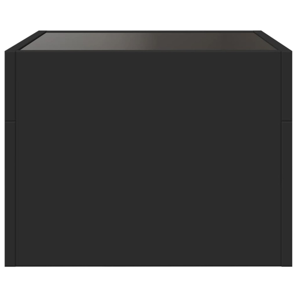 Mesita de noche con Infinity LED negro 40x40x30