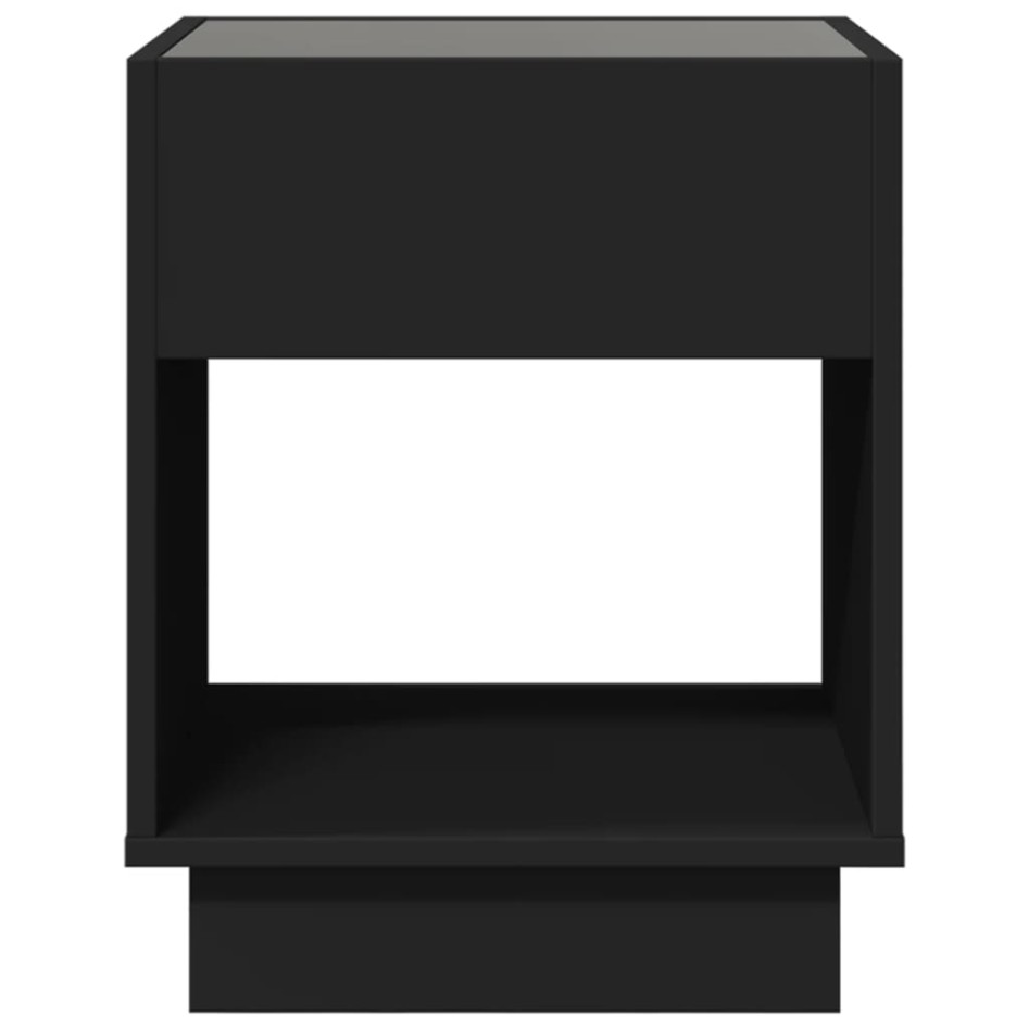 Mesita de noche con Infinity LED negra 40x40x50