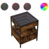 Mesita de noche con Infinity LED roble ahumado 40x40x51