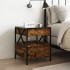 Mesita de noche con Infinity LED roble ahumado 40x40x51