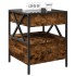 Mesita de noche con Infinity LED roble ahumado 40x40x51