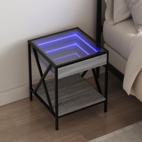 Mesa de centro con Infinity LED gris Sonoma 40x40x49