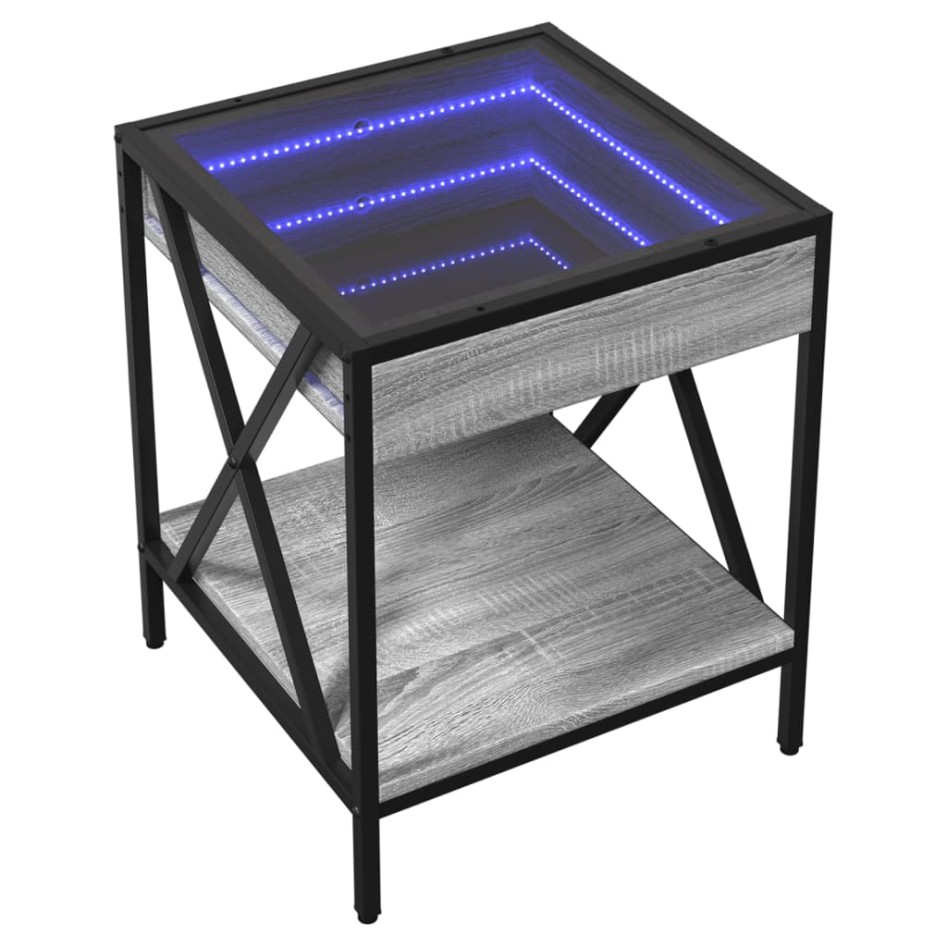 Mesa de centro con Infinity LED gris Sonoma 40x40x49