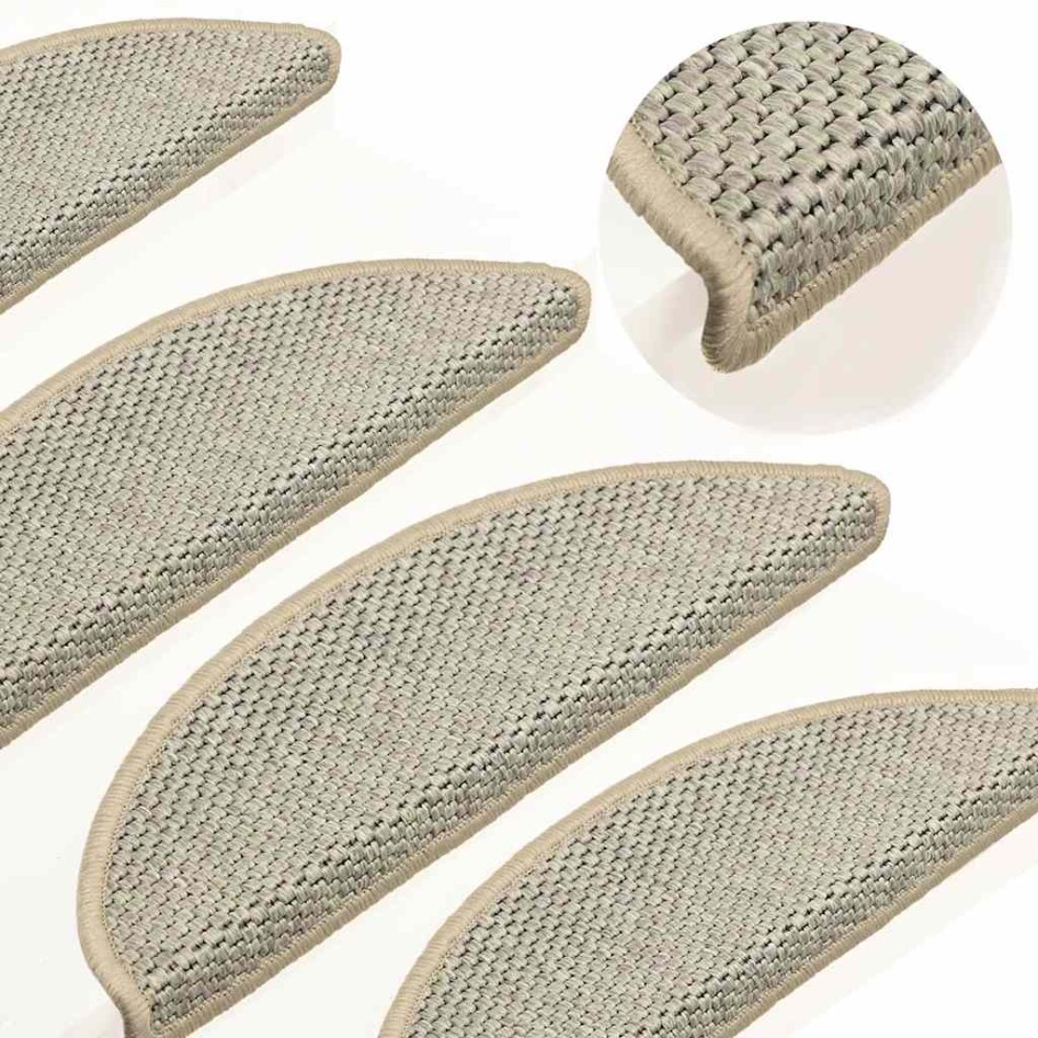 Alfombrillas autoadhesivas sisal 15 uds verde claro 56x17x3