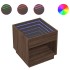 Mesita de noche con Infinity LED marrón roble 50x50x50