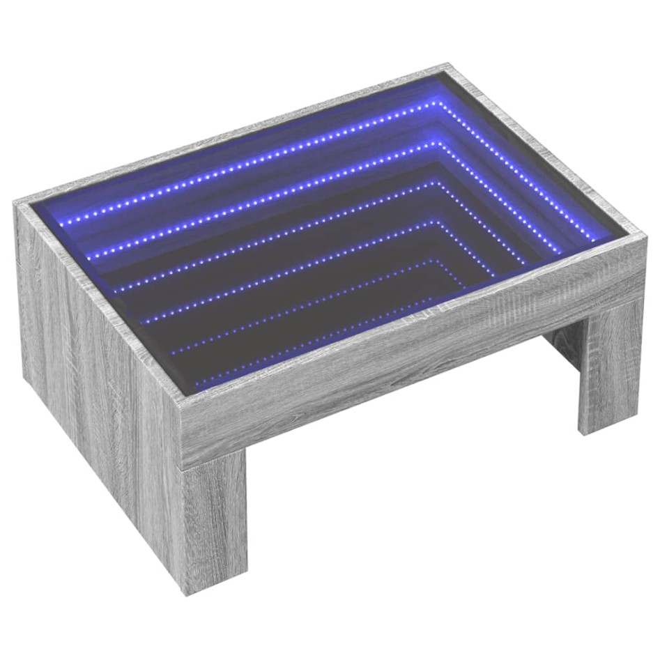 Mesa de centro con Infinity LED gris Sonoma 70x50x30