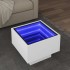 Mesa auxiliar con luz LED madera ingeniería blanco 40x40x30