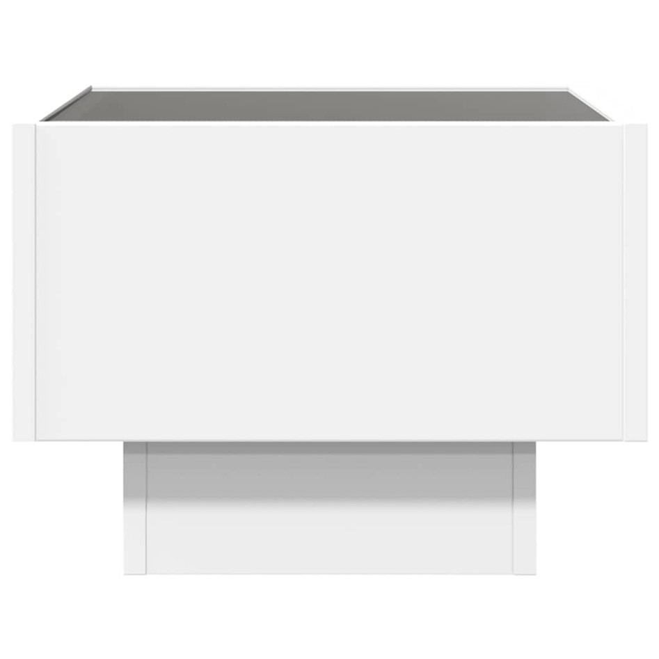 Mesa auxiliar con luz LED madera ingeniería blanco 40x40x30