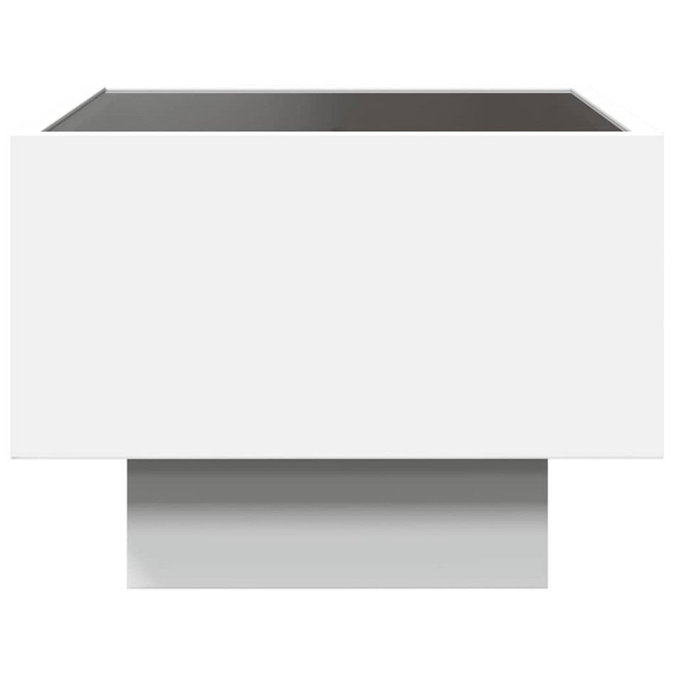 Mesa auxiliar con luz LED madera ingeniería blanco 40x40x30