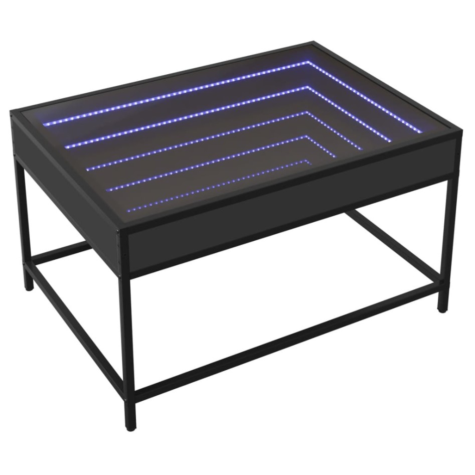 Mesa de centro con Infinity LED negro 70x50x41