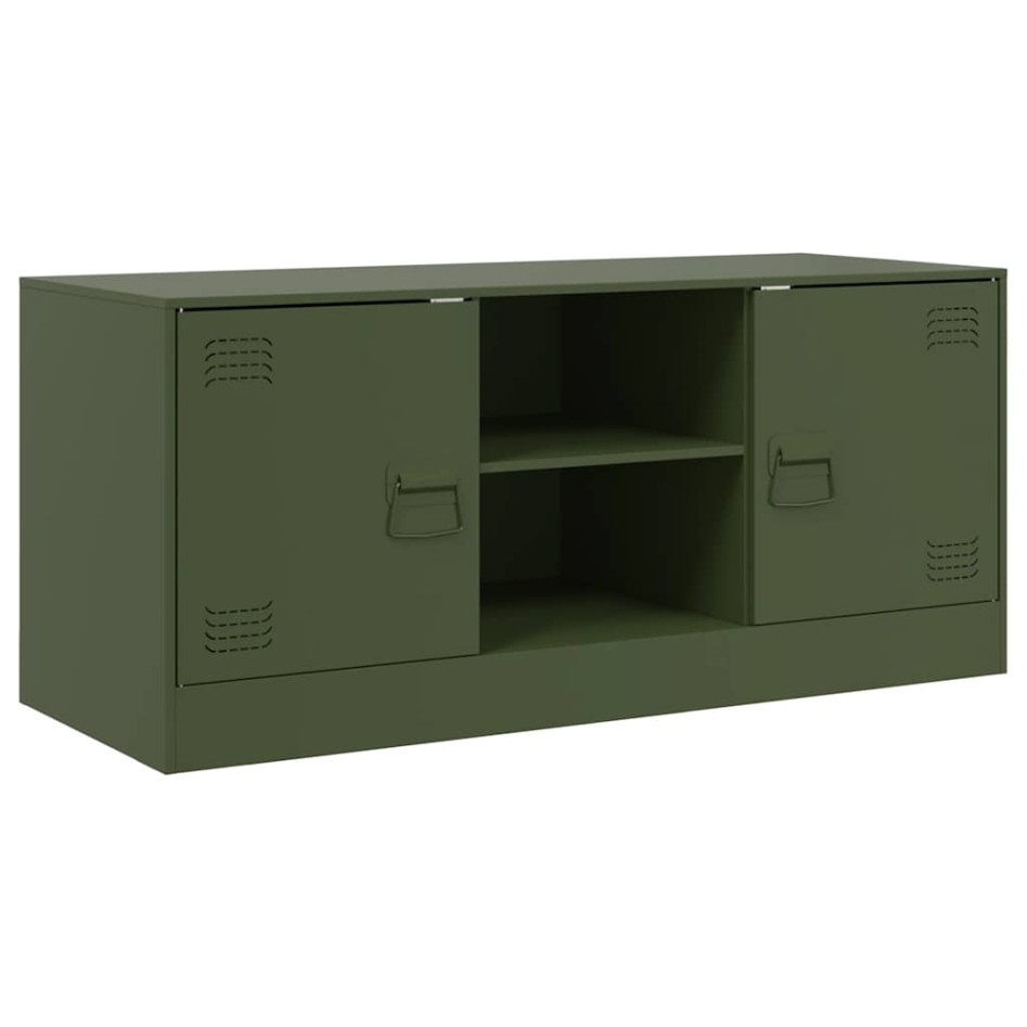 Mueble de TV de acero verde oliva 99x39x44