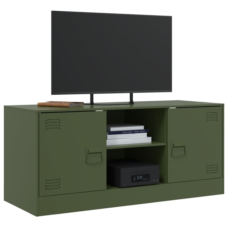 Mueble de TV de acero verde oliva 99x39x44