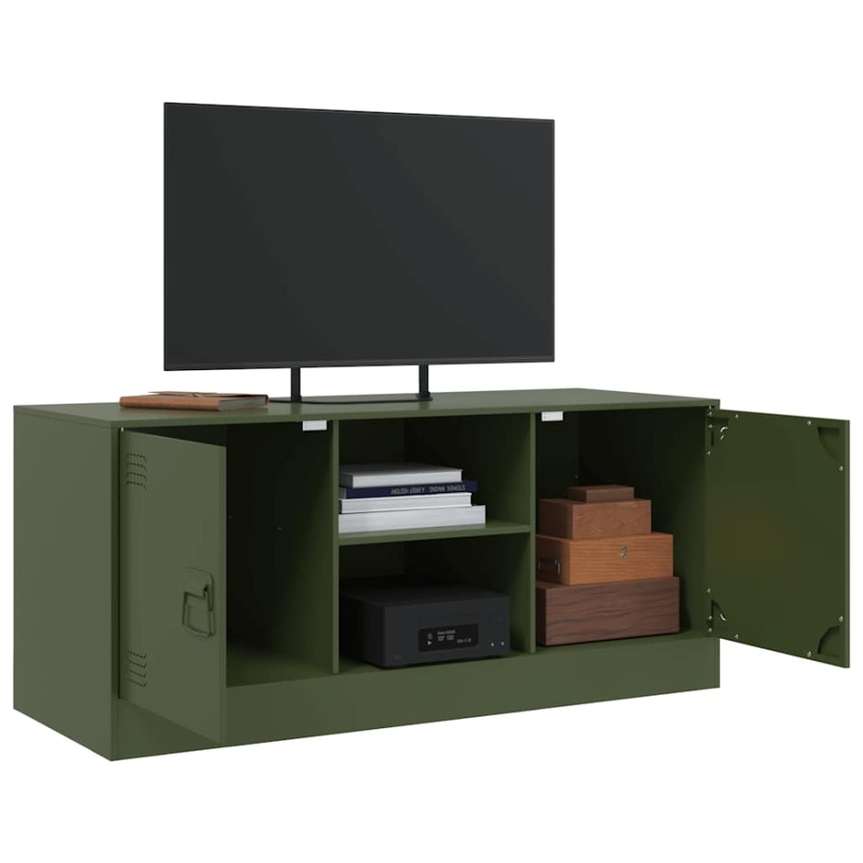 Mueble de TV de acero verde oliva 99x39x44