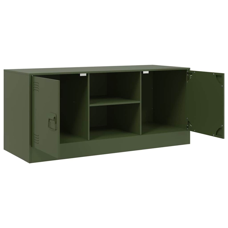 Mueble de TV de acero verde oliva 99x39x44