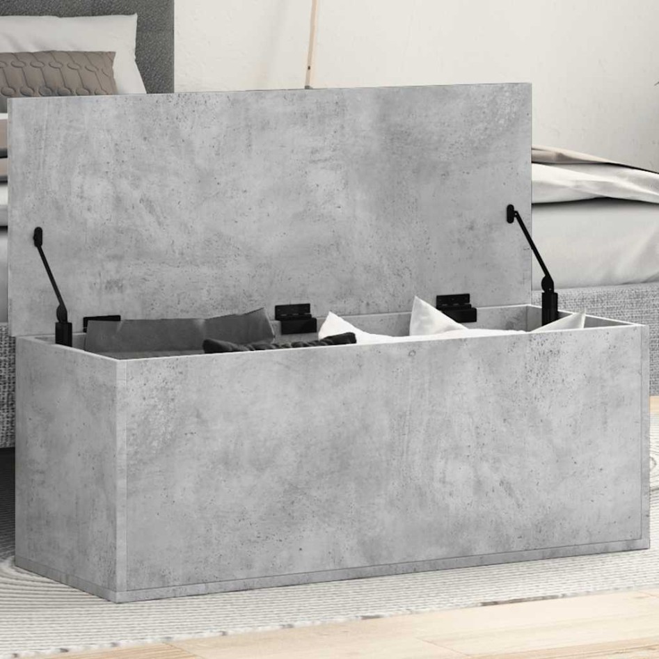 Caja de almacenaje madera ingeniería gris hormigón 90x35x35
