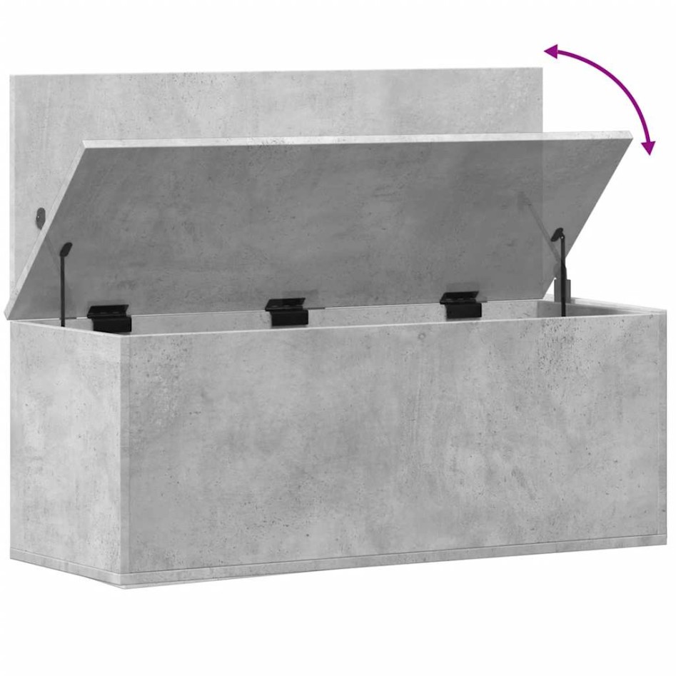 Caja de almacenaje madera ingeniería gris hormigón 90x35x35