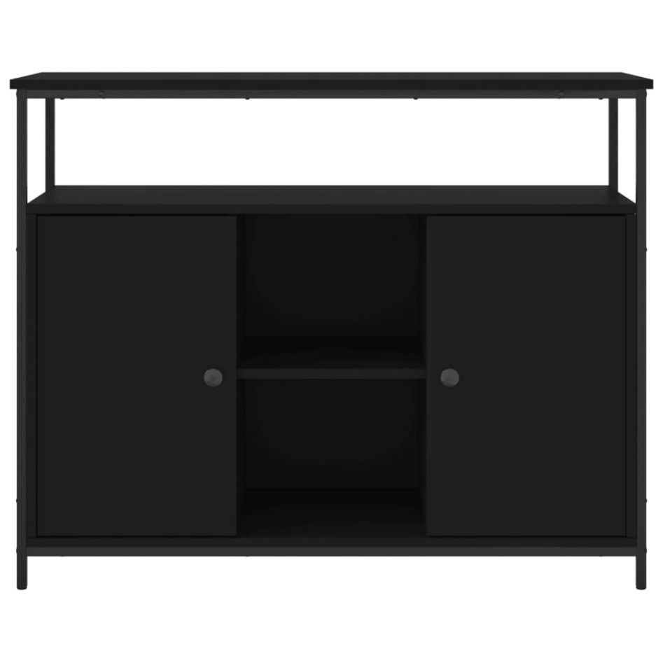 Aparador de madera de ingeniería negro 100x35x80