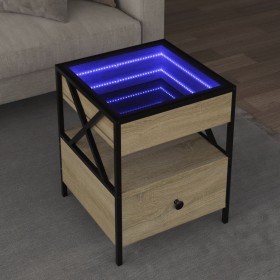Mesa de centro con Infinity LED roble Sonoma 40x40x51