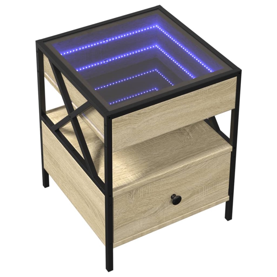 Mesa de centro con Infinity LED roble Sonoma 40x40x51