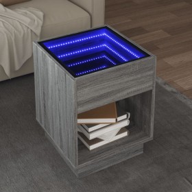 Mesa de centro con Infinity LED gris Sonoma 40x40x50