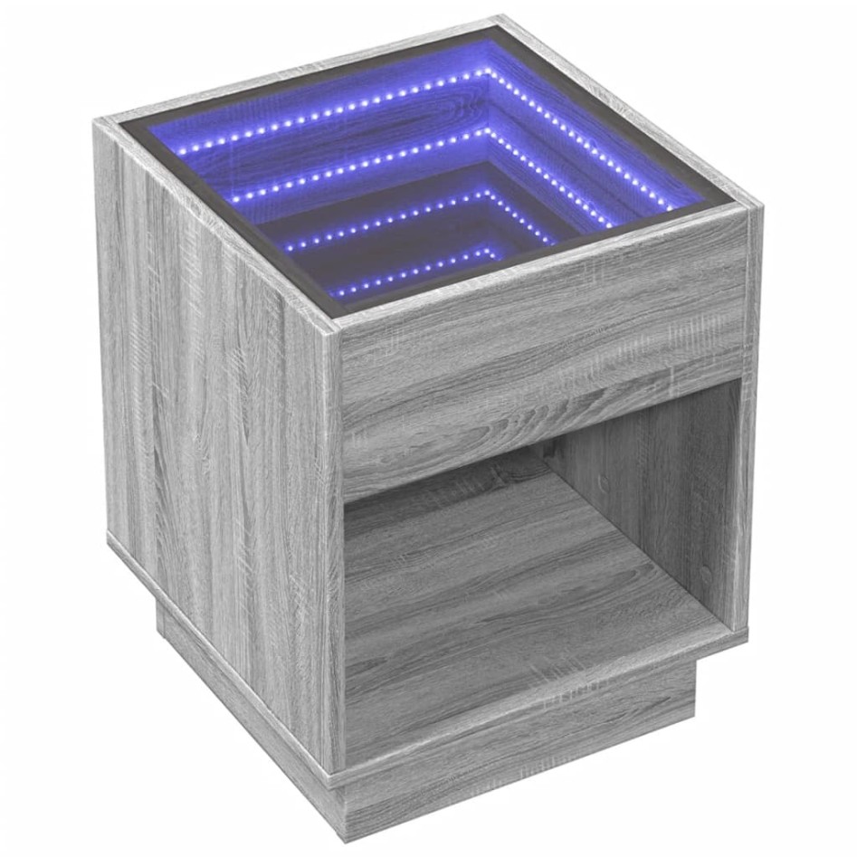 Mesa de centro con Infinity LED gris Sonoma 40x40x50