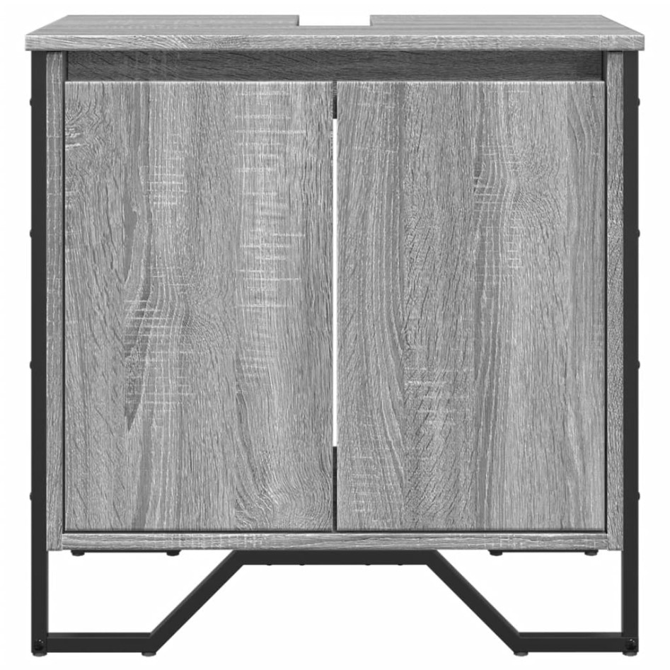 Armario lavabo baño madera ingeniería gris Sonoma 60x35x60